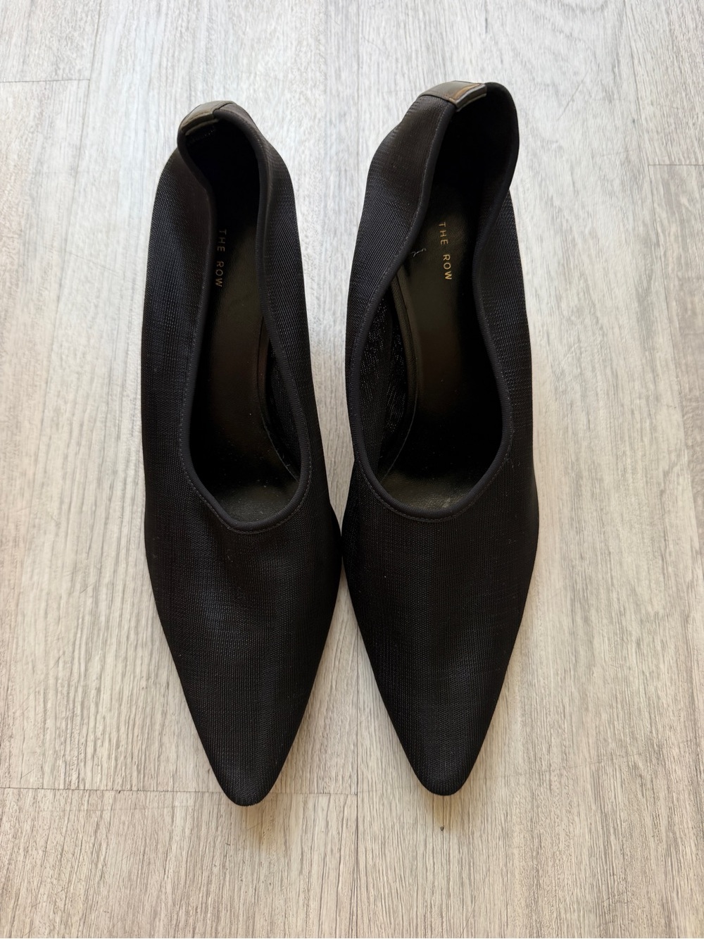 The Row Black Pointed-Toe Slip-On Flats